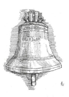 Original Tuschezeichnung einer Glocke handgemalt 14,5*20,5cm