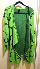 Disney Oogie Boogie Hooded Oversized Open-Front Cardigan Sweater Green Size-4