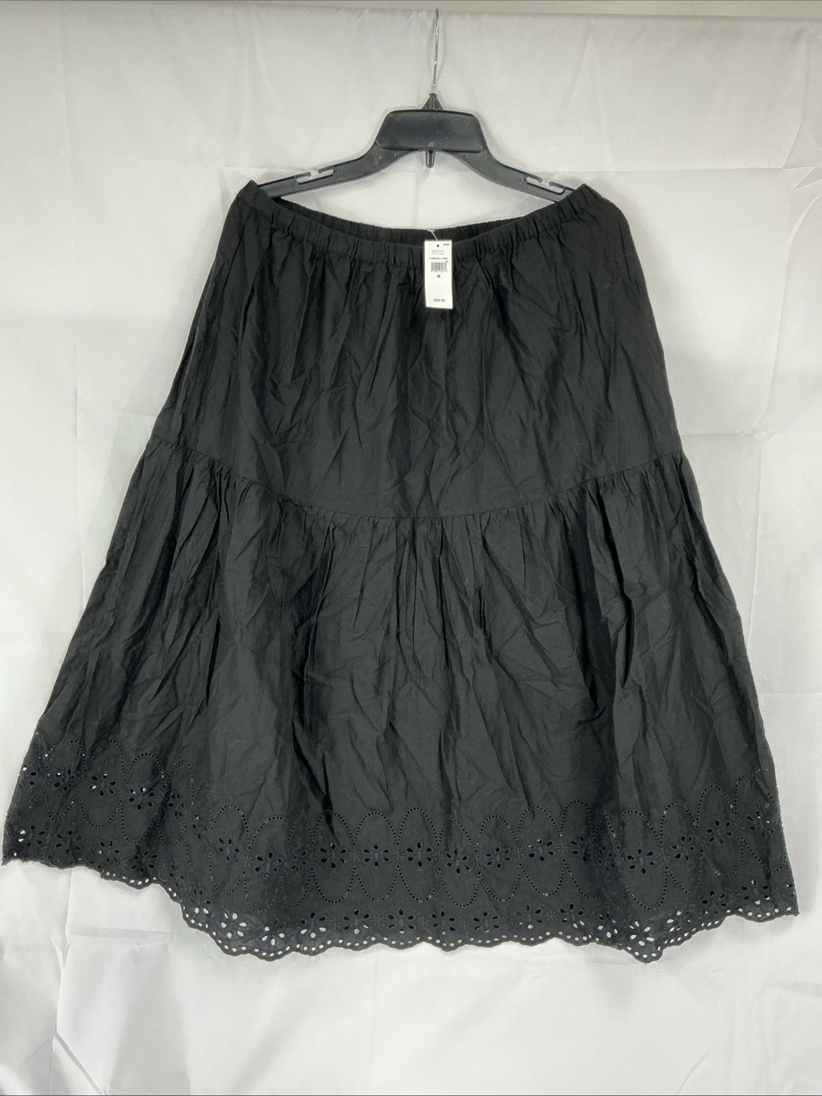 NWT Gap Woman’s Medium Tiered Black Eyelet Midi Skirt Ruffled 100% Cotton