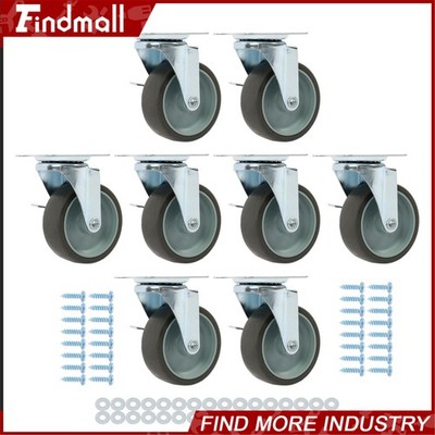 Findmall 8 Pack With Side Brake Swivel Caster Wheels Heavy Duty 3 Inch