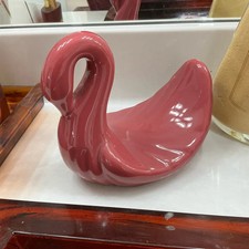 1980s Vintage Ceramic Swan Towel Holder Pink 8  Collectible