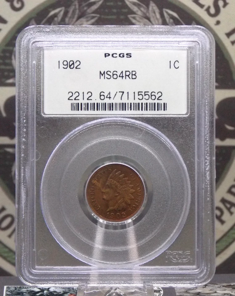 1902 Indian Head Cent Penny 1c PCGS MS64 RB #652 Red Brown 🔥OGH🔥 Unc BU ECC&C - Image 3 of 4