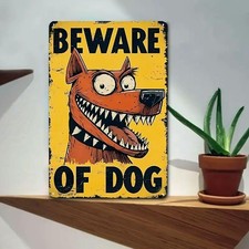 Vintage Beware of Dog Metal Signs Funny Warning Tin Metal Signs for Home  Bar