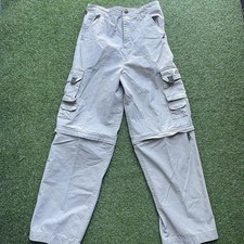 Vintage Bugle Boy Baggy Wide Leg Skater Cargo Pants 29x32 Grunge Convertible Y2K