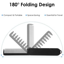 2PCS Portable Folding Pocket Comb Dual Tooth Beard  Hair Styling Travel