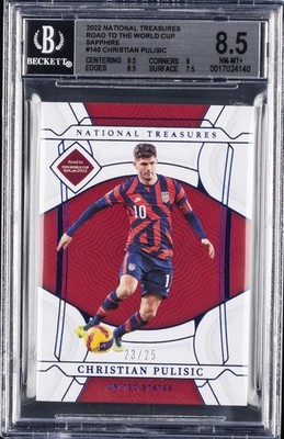NATIONAL TREASURES FIFA ROAD TO WORLD CUP QATAR CHRISTIAN PULISIC #/25 BGS 8.5