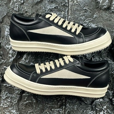 Rick Owens Mainline Black Leather Vintage Lows