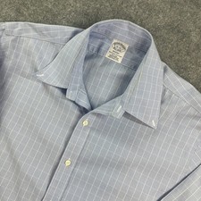 Brooks Brothers Regent Mens Button Down Shirt 16-32 Blue Windowpane Check