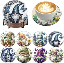 mrpwnle 8 Pack Diamond Art Coasters Kits - Gnomes Gnome 
