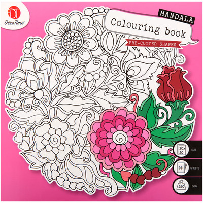DécoTime Mandala-Malbuch 36 Bögen | 20 x 20 cm vorgeschnittene Formen GSM 250gr.