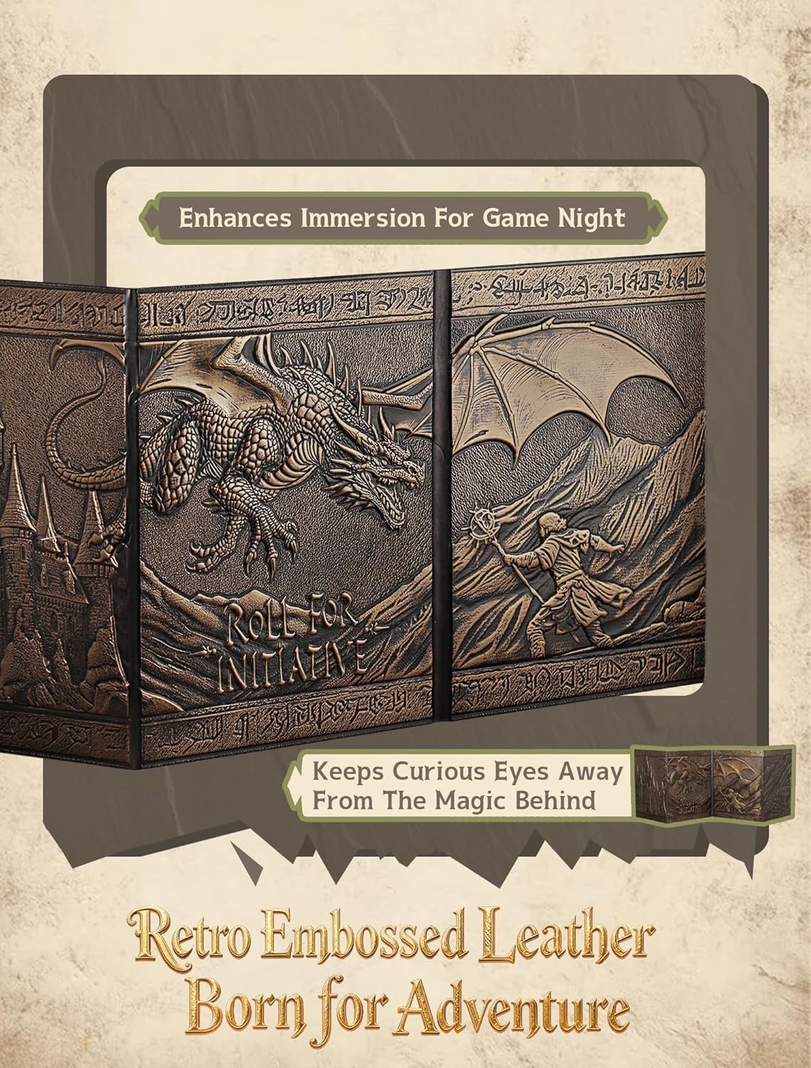 Trymaker Dm Screen 5e, DND Dungeon Master Screen Faux Leather, Gm Screen, D&D