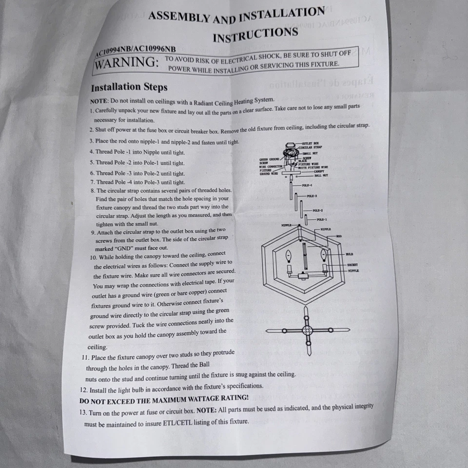 ARTCRAFT PRESTON ARAÑA DE 6 LUCES SEMI-MONTAJE AC10996NB - NEGRO MATE Y CEPILLO Foto 2 de 4