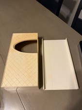 Vintage Cream/Marble Tissue Box Holder Quilted Pattern Rectangular MCM