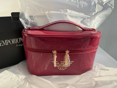 Emporio Armani Red Mini Vanity Bag Purse Oval Shaped Zipper Closure NIB