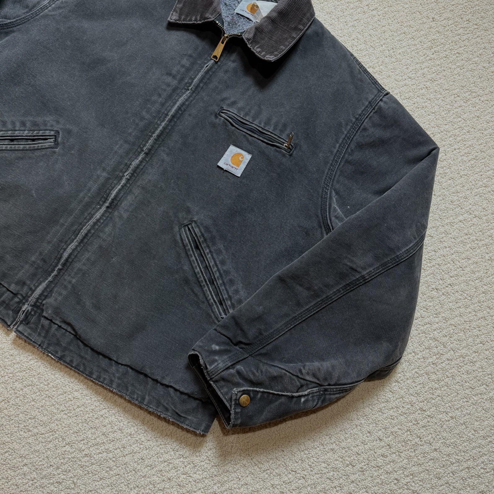 Vintage Carhartt J97 BLK Detroit Jacket Faded Blanket Lined Size 44 Medium J01 thumbnail 4