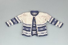 Vintage Natural Style Hand Knit Norway Wool Sweater Cardigan Unisex White/Blue