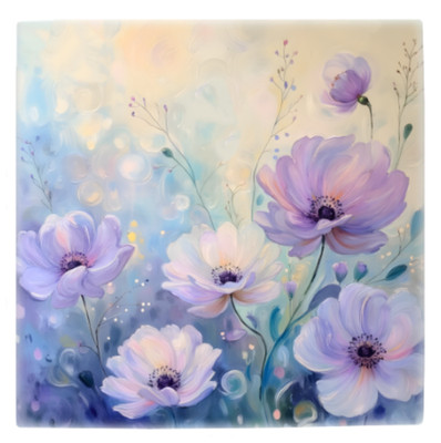 Floral Ceramic Tile 3 sizes Purple Flowers 12 Printed in US