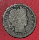 1897O US Barber SILVER Quarter "New Orleans" Mint! Semi Key Date! Old US Coin!