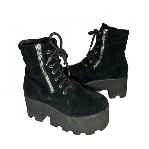 Dolls Kill Current Mood Black Platform Combat Boots Women’s 9