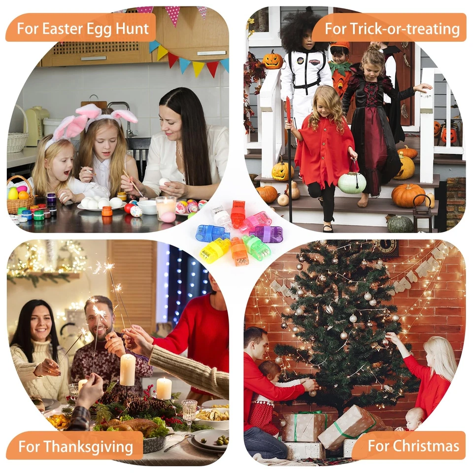 Luces de Dedo, 50 Piezas en 8 Colores Linternas de Dedo para Niños Adultos Halloween... Foto 3 de 4