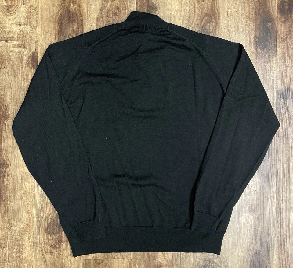 Suéter John Smedley Hecho en Gran Bretaña Negro Lana Merino 1/4 Cremallera Para Hombre’s XL Foto 2 de 4