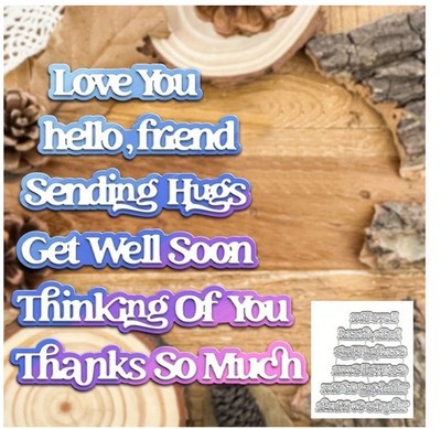 6pcs English Words Love You Hello Friend Hugs Metal Cutting Dies Die Cut