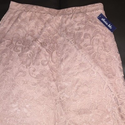 Olivia Blu Pink Lace Floral Knee Length Pencil Skirt for Women