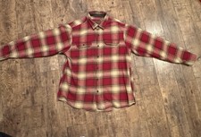 Orvis Men s XL Red Plaid Flannel Shirt Jacket Shacket Button Front Cotton Pocket