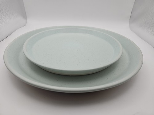 Pfaltzgraff Hudson blau hellbraun beige 2 Speiseteller 2 Salatteller