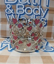 Bath & Body Works Pink Glitter Hearts 3-Wick Candle Holder