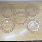 PYREX  Vintage Pink Gooseberry dessert plates. Set of 5.