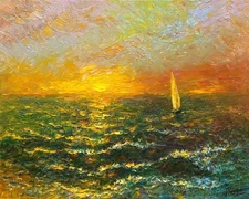 Original oil on canvas Impasto painting, Hand-painted seascape, Impressionism
