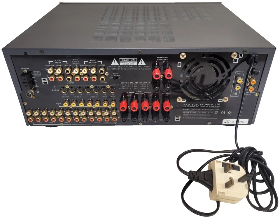 NAD T770 A/V Receiver 5.1 Surround Sound Dark Grey Tested & Working - Image 3 of 4