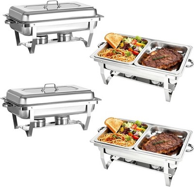 Chafing Dish Buffet Set 8QT Stainless Steel Food Warmer for Catering Buffet 4PC