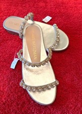 Stuart Weitzman Silver Sandals W/Gold Toned Encased Crystals NWOB 6 120