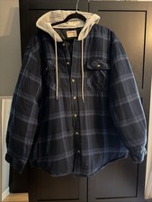 Wrangler Authentics Mens Blue Plaid Quilted Flannel Hoodie Jacket Size 2xl Wrangler Authentics Mens Blue Plaid Quilted Flannel Hoodie Jacket Size 2xl