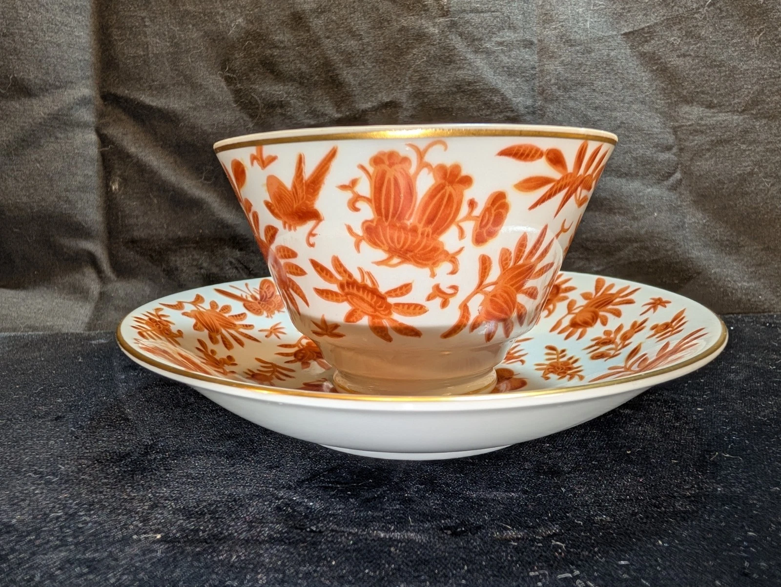Mottahedeh Sacred Bird and Butterfly Tea Cup and Saucer - Thumbnail 3