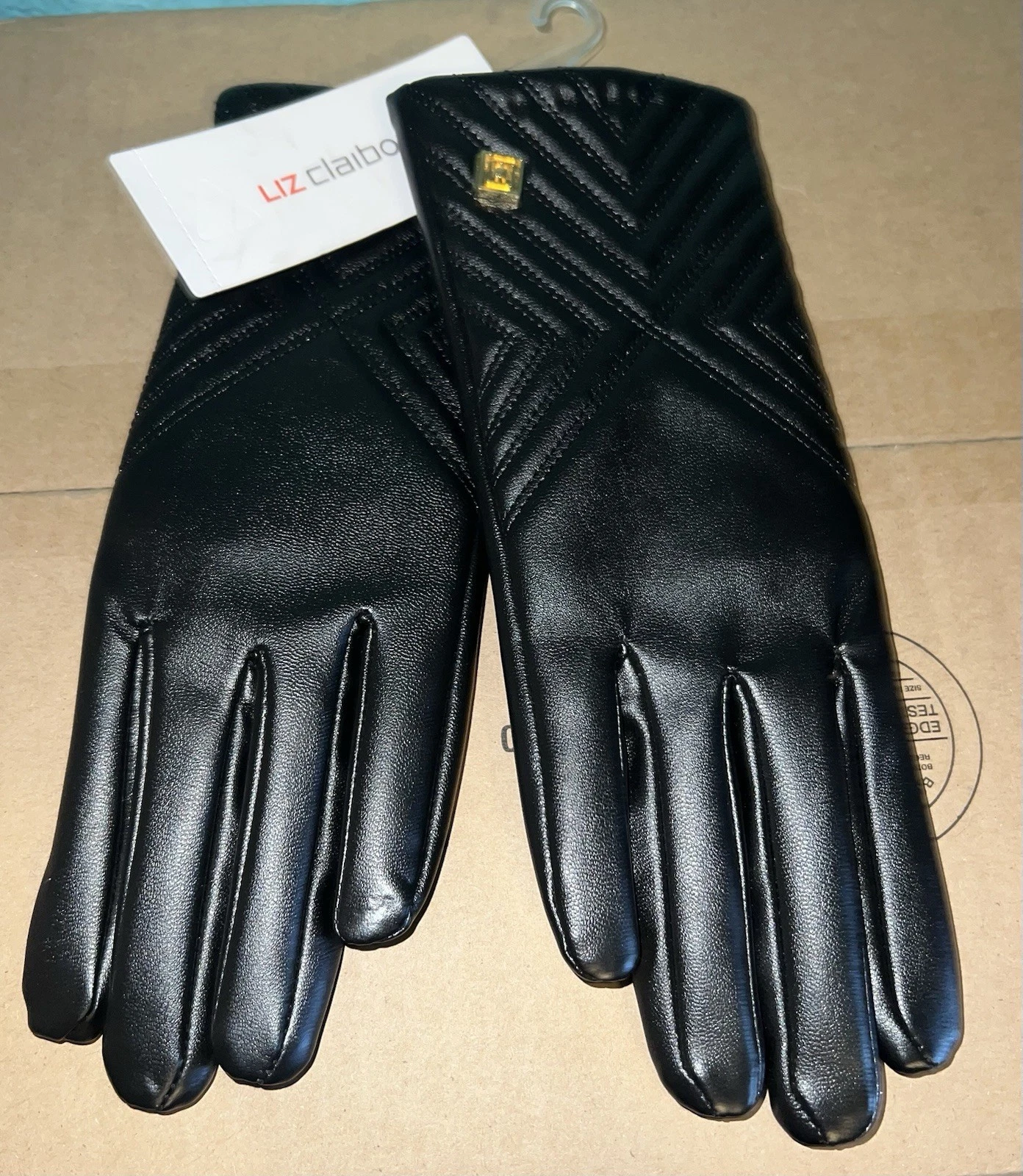 Liz Claiborne Black Lined Genuine Leather Gloves Size S/M