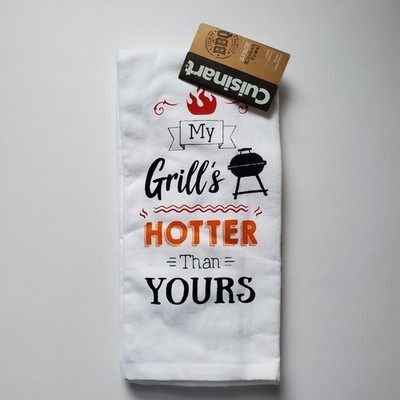 Cuisinart 2 Pack Kitchen Towels 16X28  My Grill's Hotter Than Yours BBQ Premium 