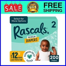 Rascals Premium Absorbent Baby Diapers Size 2, 200 Count