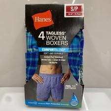 HANES Mens Tagless Woven Boxers Underwear 4 pack Size S 28-30"    Damage Boxes