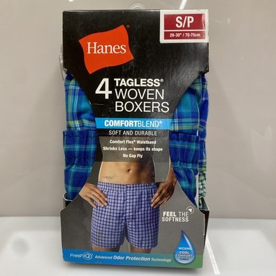 HANES Mens Tagless Woven Boxers Underwear 4 pack Size S 28-30''  Damage Boxes