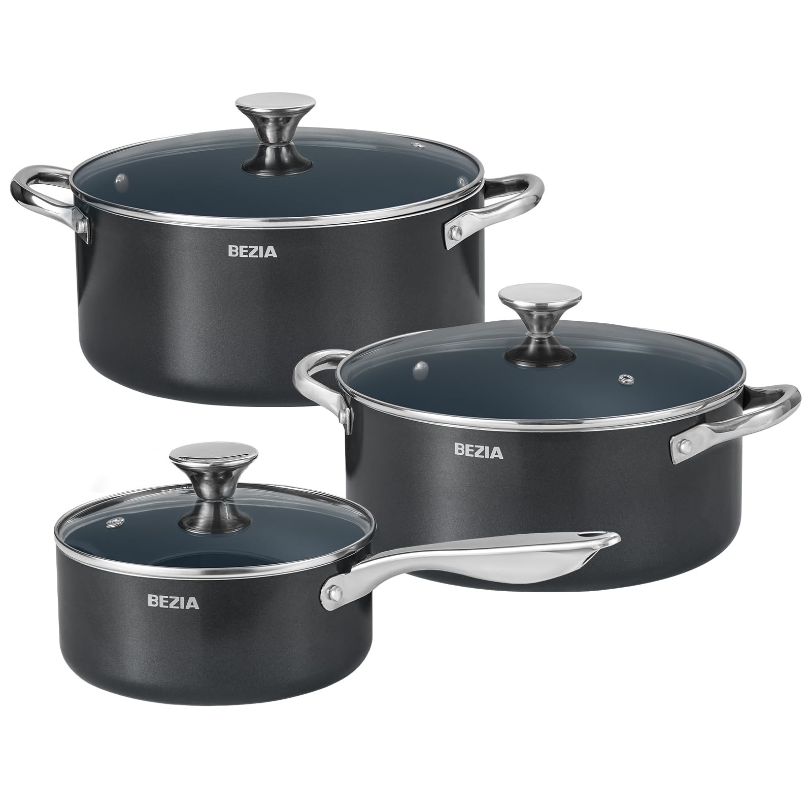 6-Piece Stackable Induction Cookware Set with 6qt & 4.8qt Pots
