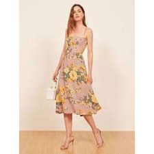 Reformation Ceylon Maxi Dress Size 0 Antoinette Floral Smocked Bodice Pink