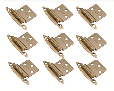Set of 9) Hickory Hardware P140-AB Partial Inset Traditional Cabinet Door Hinge