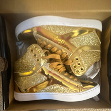 Pastry Women's High Top Sneakers Gold Glitter Lace-Up Casual Style FWIMSR17