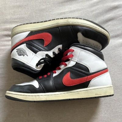 Jordan Air Jordan 1 High Top Black/White/Red Leather Men's Sneaker