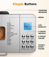 Stainless Steel 17-in-1 Bread Machine 600W LC...
