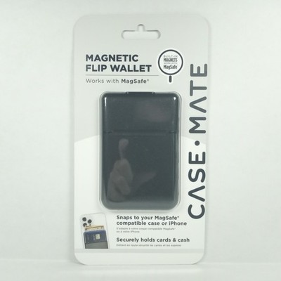 Case Mate Magnetic Flip Wallet Works With MagSafe - Black Vegan Leather NEW