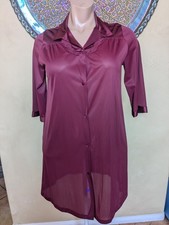 Vtg Burgundy Vanity Fair 3/4 Sleeve Nightgown or Robe, Button Down , Size Medium